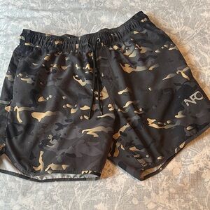 AOP Men's Black Camo Athletic Shorts